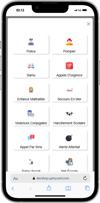 Interface Secouriste - Numéros d'urgence