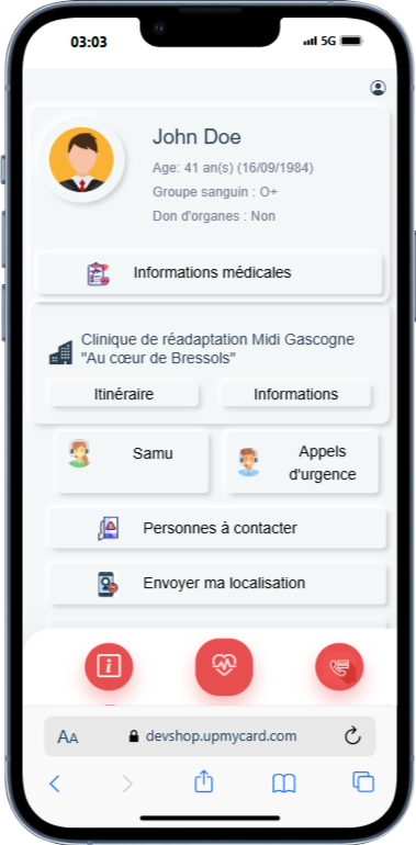 Interface Secouriste - Informations publiques